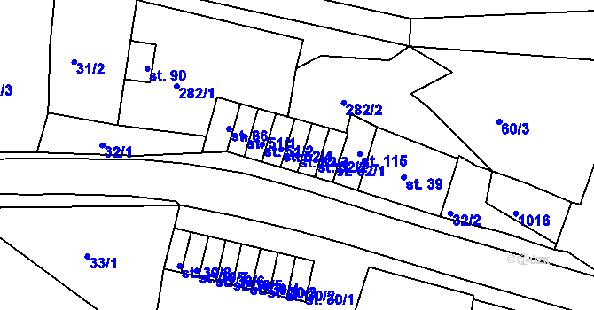 Parcela st. 62/3 v KÚ Chanov, Katastrální mapa