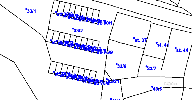 Parcela st. 75/9 v KÚ Chanov, Katastrální mapa