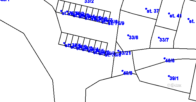 Parcela st. 76/7 v KÚ Chanov, Katastrální mapa