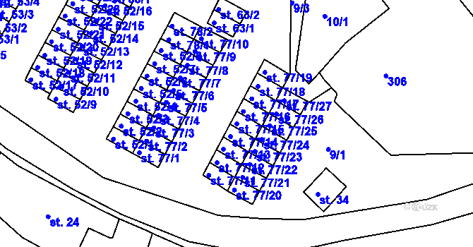 Parcela st. 77/15 v KÚ Chanov, Katastrální mapa