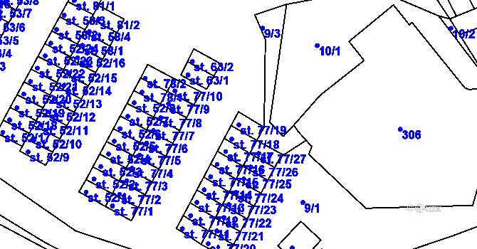 Parcela st. 77/19 v KÚ Chanov, Katastrální mapa