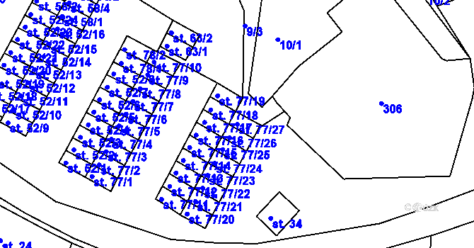 Parcela st. 77/27 v KÚ Chanov, Katastrální mapa