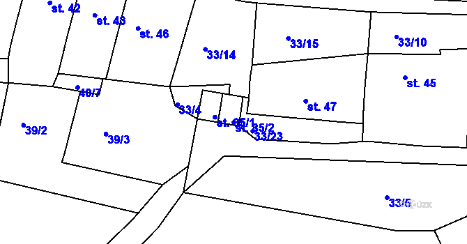 Parcela st. 85/2 v KÚ Chanov, Katastrální mapa