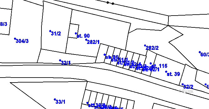 Parcela st. 86 v KÚ Chanov, Katastrální mapa
