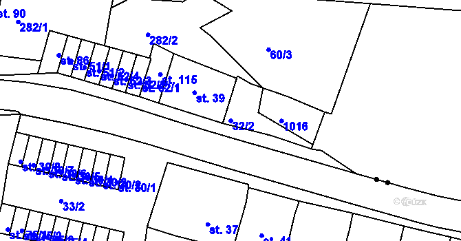 Parcela st. 32/2 v KÚ Chanov, Katastrální mapa