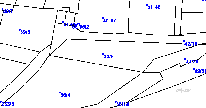 Parcela st. 33/5 v KÚ Chanov, Katastrální mapa