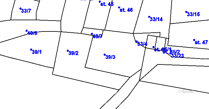Parcela st. 39/3 v KÚ Chanov, Katastrální mapa