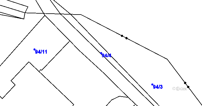 Parcela st. 94/4 v KÚ Chanov, Katastrální mapa