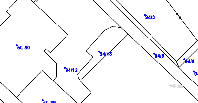 Parcela st. 94/13 v KÚ Chanov, Katastrální mapa