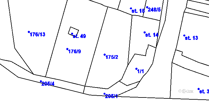 Parcela st. 175/2 v KÚ Chanov, Katastrální mapa