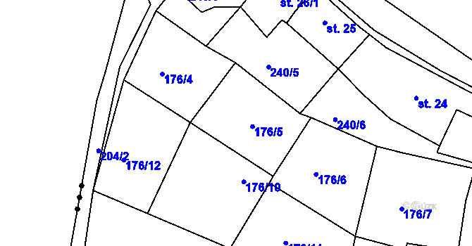Parcela st. 176/5 v KÚ Chanov, Katastrální mapa