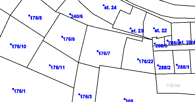 Parcela st. 176/7 v KÚ Chanov, Katastrální mapa