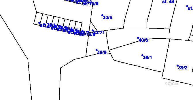 Parcela st. 40/8 v KÚ Chanov, Katastrální mapa