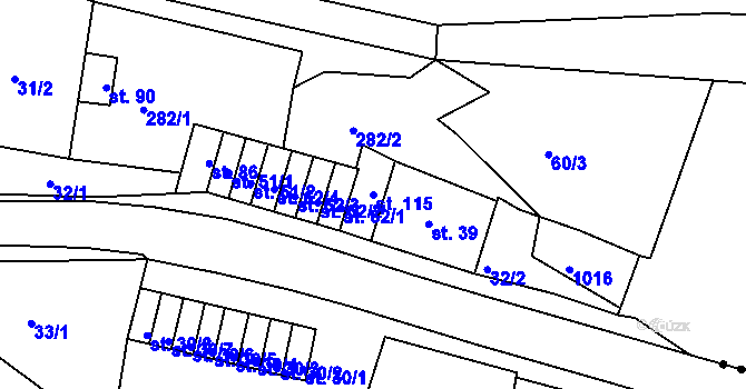 Parcela st. 115 v KÚ Chanov, Katastrální mapa