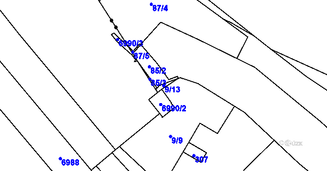 Parcela st. 9/13 v KÚ Chanov, Katastrální mapa