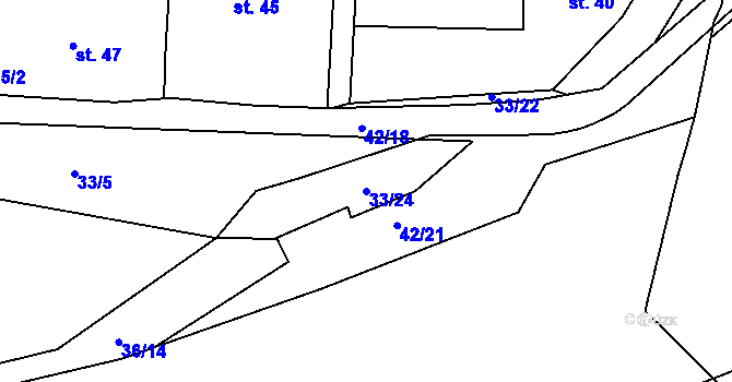 Parcela st. 33/24 v KÚ Chanov, Katastrální mapa