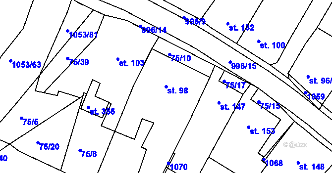 Parcela st. 98 v KÚ Obrnice, Katastrální mapa