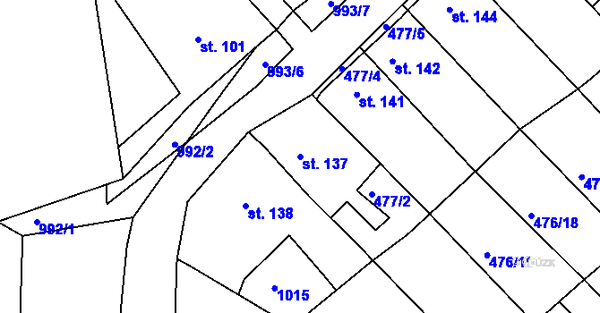Parcela st. 137 v KÚ Obrnice, Katastrální mapa