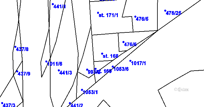 Parcela st. 168 v KÚ Obrnice, Katastrální mapa