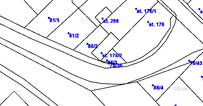 Parcela st. 175/2 v KÚ Obrnice, Katastrální mapa