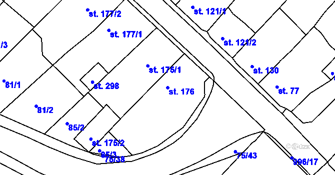 Parcela st. 176 v KÚ Obrnice, Katastrální mapa