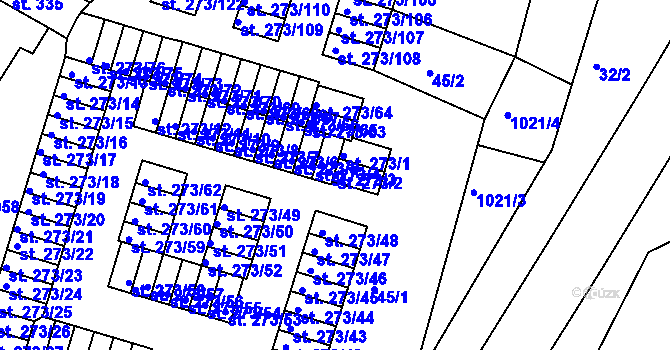 Parcela st. 273/2 v KÚ Obrnice, Katastrální mapa