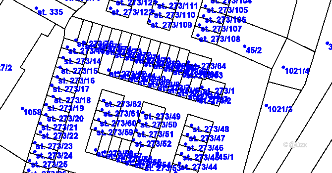 Parcela st. 273/6 v KÚ Obrnice, Katastrální mapa