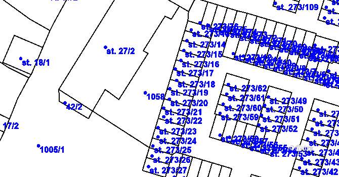 Parcela st. 273/19 v KÚ Obrnice, Katastrální mapa
