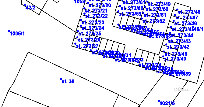 Parcela st. 273/30 v KÚ Obrnice, Katastrální mapa