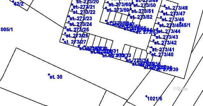 Parcela st. 273/32 v KÚ Obrnice, Katastrální mapa