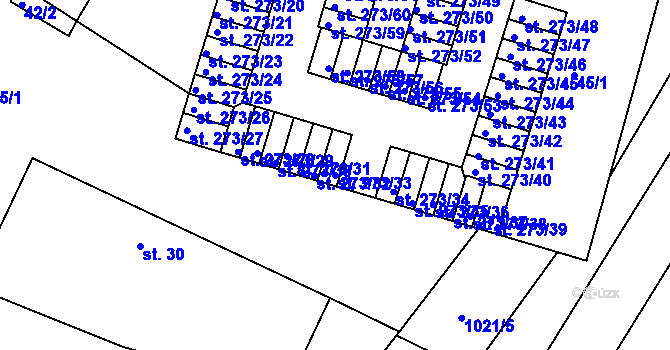 Parcela st. 273/33 v KÚ Obrnice, Katastrální mapa