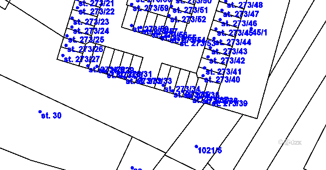 Parcela st. 273/34 v KÚ Obrnice, Katastrální mapa