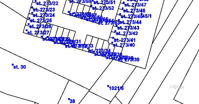 Parcela st. 273/36 v KÚ Obrnice, Katastrální mapa