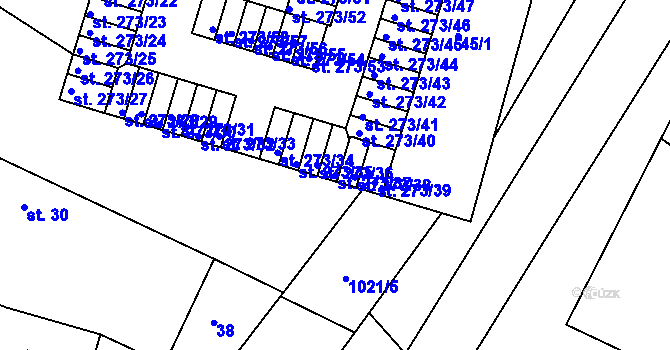 Parcela st. 273/37 v KÚ Obrnice, Katastrální mapa