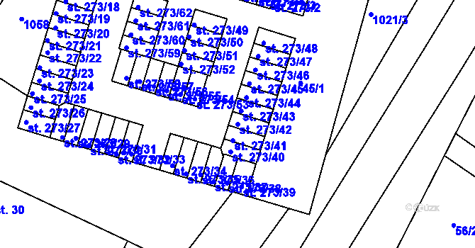 Parcela st. 273/42 v KÚ Obrnice, Katastrální mapa