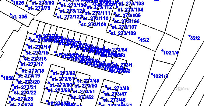 Parcela st. 273/63 v KÚ Obrnice, Katastrální mapa