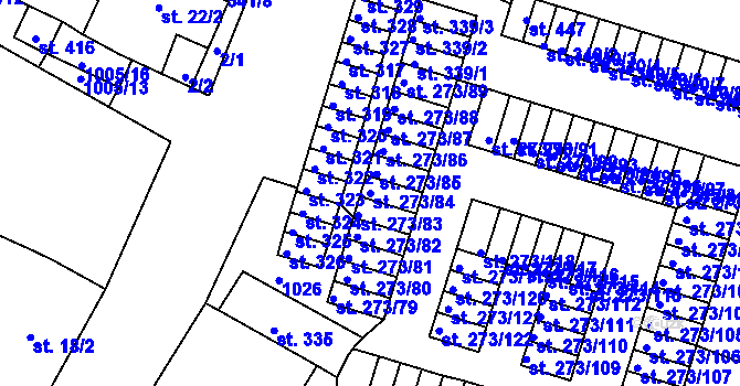 Parcela st. 273/84 v KÚ Obrnice, Katastrální mapa