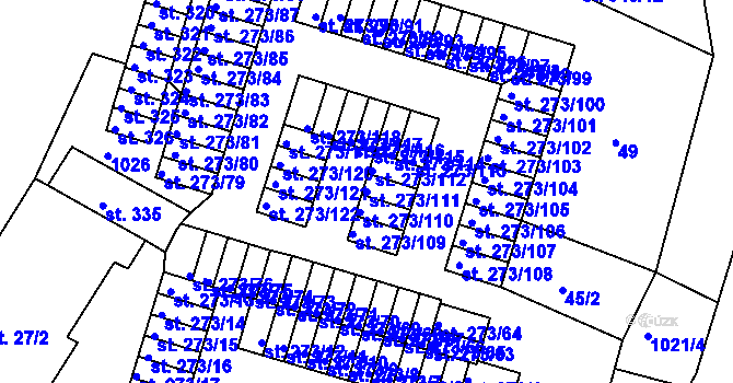 Parcela st. 273/111 v KÚ Obrnice, Katastrální mapa