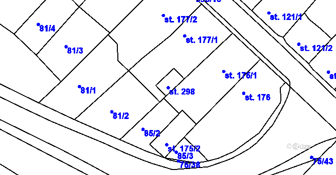 Parcela st. 298 v KÚ Obrnice, Katastrální mapa