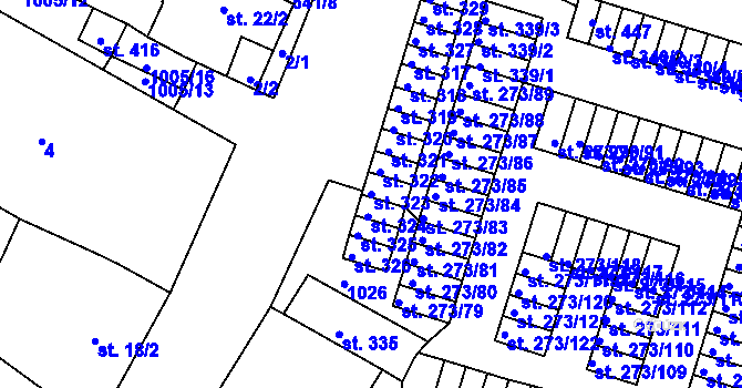 Parcela st. 323 v KÚ Obrnice, Katastrální mapa