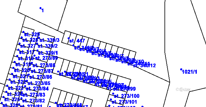 Parcela st. 340/7 v KÚ Obrnice, Katastrální mapa