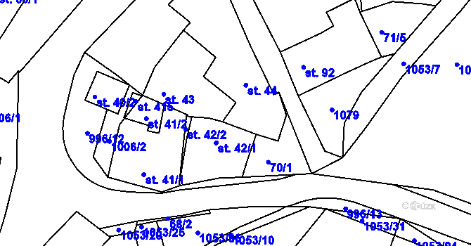 Parcela st. 70/2 v KÚ Obrnice, Katastrální mapa