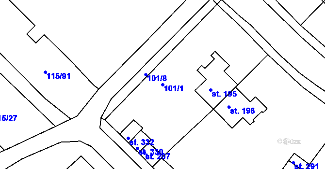 Parcela st. 101/1 v KÚ Obrnice, Katastrální mapa