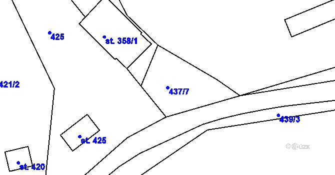 Parcela st. 437/7 v KÚ Obrnice, Katastrální mapa