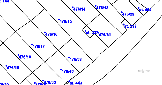 Parcela st. 476/32 v KÚ Obrnice, Katastrální mapa