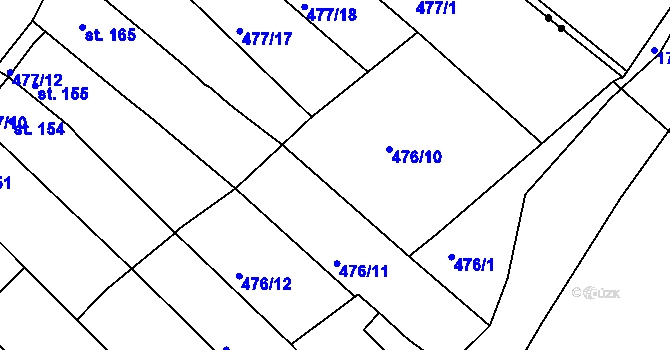 Parcela st. 476/35 v KÚ Obrnice, Katastrální mapa