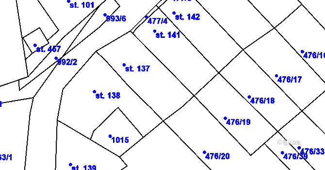 Parcela st. 477/2 v KÚ Obrnice, Katastrální mapa