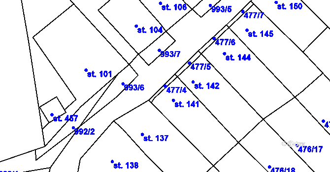 Parcela st. 477/4 v KÚ Obrnice, Katastrální mapa