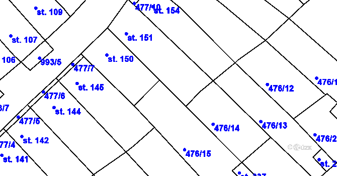 Parcela st. 477/9 v KÚ Obrnice, Katastrální mapa