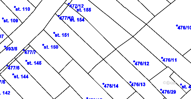 Parcela st. 477/11 v KÚ Obrnice, Katastrální mapa